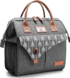 HN® Lunchtas Grijs Pijlen, Geïsoleerde Koeltas, Lekvrij, Extra Grote Opening Voor De Lunch Box, 25×16,5×26cm Design Heren En Dames -Buiten Kamperen 1079x1200 1