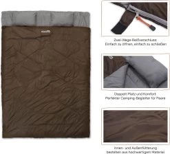 Where Tomorrow Double Slaapzak 220 X 150 Cm Diverse Kleuren - Bruin -Buiten Kamperen 1200x1090