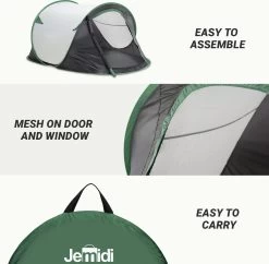 JEMIDI Tweepersoons Pop-up Tent - Opgooitent, Werptent Voor 2 Personen - Ideaal Als Festivaltent Of Kampeertent - Verschillende Kleuren -Buiten Kamperen 1200x1178 11