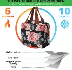 Brisby 4 Laags Geïsoleerde Koeltas - Lunchtas 4 Liter - Bloemetjes -Buiten Kamperen 1200x1178