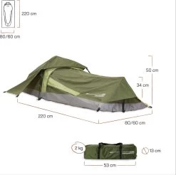 Where Tomorrow Solo Tent 220X80X50 Cm - Groen - 1 Persoons -Buiten Kamperen 1200x1195 4