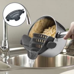 SensaHome- Siliconen Vergiet - Keuken Afgietdeksel - Afgiethulp - Siliconen - BPA Vrij - Grijs -Buiten Kamperen 1200x1200 391