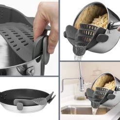 SensaHome- Siliconen Vergiet - Keuken Afgietdeksel - Afgiethulp - Siliconen - BPA Vrij - Grijs -Buiten Kamperen 1200x1200 393