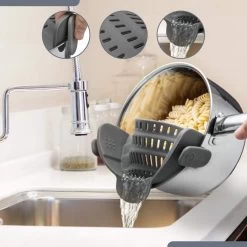 SensaHome- Siliconen Vergiet - Keuken Afgietdeksel - Afgiethulp - Siliconen - BPA Vrij - Grijs -Buiten Kamperen 1200x1200 395