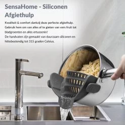 SensaHome- Siliconen Vergiet - Keuken Afgietdeksel - Afgiethulp - Siliconen - BPA Vrij - Grijs -Buiten Kamperen 1200x1200 400