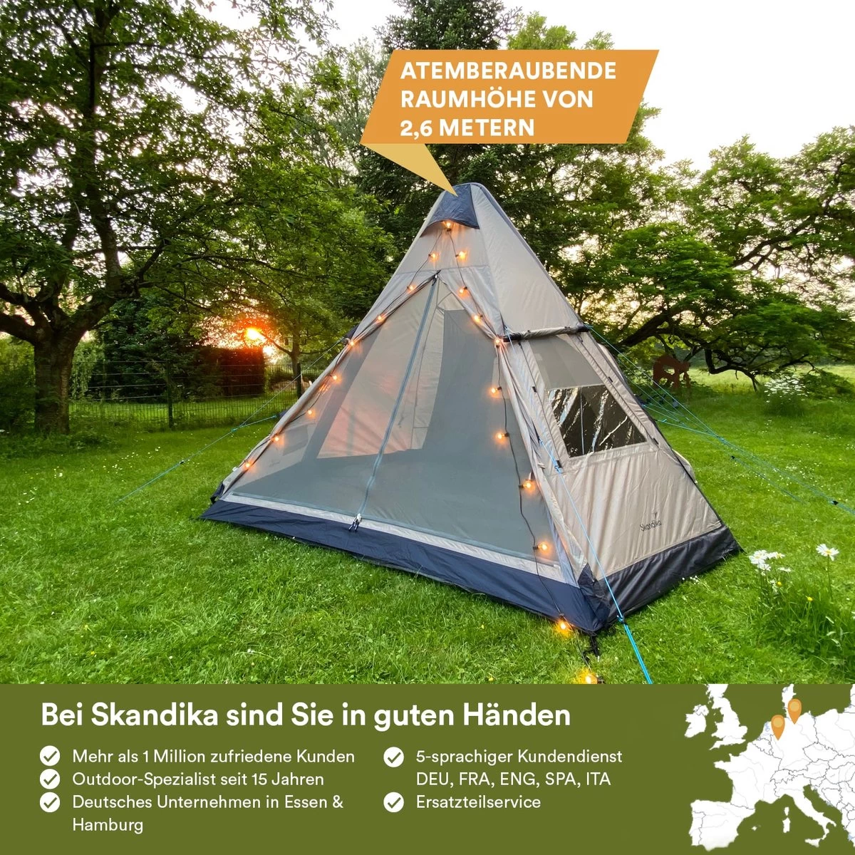 Skandika Tipi Kotona Air Opblaasbare Tent – Opblaasbare Tenten - 4 Persoons Tipi Tent – Tenten - Campingtent – Ingenaaide Tentvloer – Muggengaas – 260 Cm Stahoogte – 490 X 370 X 260 (L X B X H) – Outdoor, Camping, Tuin – Luchttent - Kamperen - Beige 9 Skandika Tipi Kotona Air Opblaasbare Tent – Opblaasbare Tenten - 4 Persoons Tipi Tent – Tenten - Campingtent – Ingenaaide Tentvloer – Muggengaas – 260 Cm Stahoogte – 490 X 370 X 260 (L X B X H) – Outdoor, Camping, Tuin – Luchttent - Kamperen - Beige - Afbeelding 7