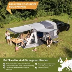 Skandika Pitea XL UP Tent – Koepeltenten - Autotent – 4 Persoons Campingtent Voor SUV, Caddy, Auto, CUV – Vrijstaand – Met/zonder Slaapcabine – Max. Stahoogte 200 Cm – Waterdicht Met 3000mm Waterkolom - 515 X 300 X 200 Cm (LxBxH) – Kamperen - Grijs -Buiten Kamperen 1200x1200 479