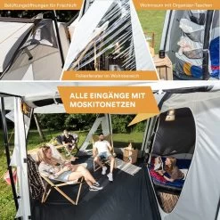 Skandika Pitea XL UP Tent – Koepeltenten - Autotent – 4 Persoons Campingtent Voor SUV, Caddy, Auto, CUV – Vrijstaand – Met/zonder Slaapcabine – Max. Stahoogte 200 Cm – Waterdicht Met 3000mm Waterkolom - 515 X 300 X 200 Cm (LxBxH) – Kamperen - Grijs -Buiten Kamperen 1200x1200 481