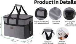 Packaway 4 Laags Geïsoleerde Koeltas - Lunchtas 30 Liter - Grijs -Buiten Kamperen 1200x699