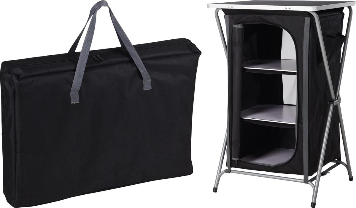 Pro Garden Campingkast Vouwbaar Met 3 Legplanken - Inclusief Draagtas - 60x53x97cm 3 Pro Garden Campingkast Vouwbaar Met 3 Legplanken - Inclusief Draagtas - 60x53x97cm