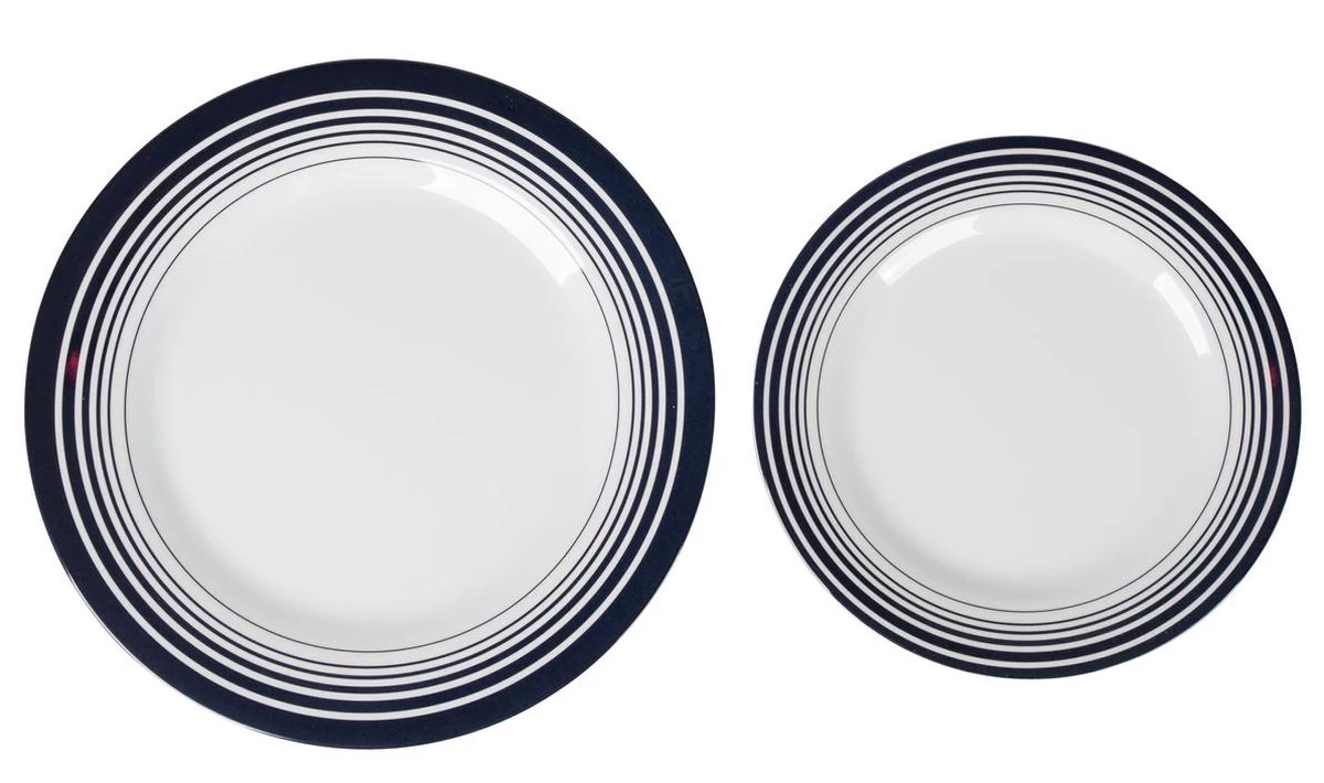 Bo-Camp - Servies - Classic - 16-Delig - Wit/Navy 7 Bo-Camp - Servies - Classic - 16-Delig - Wit/Navy - Afbeelding 5