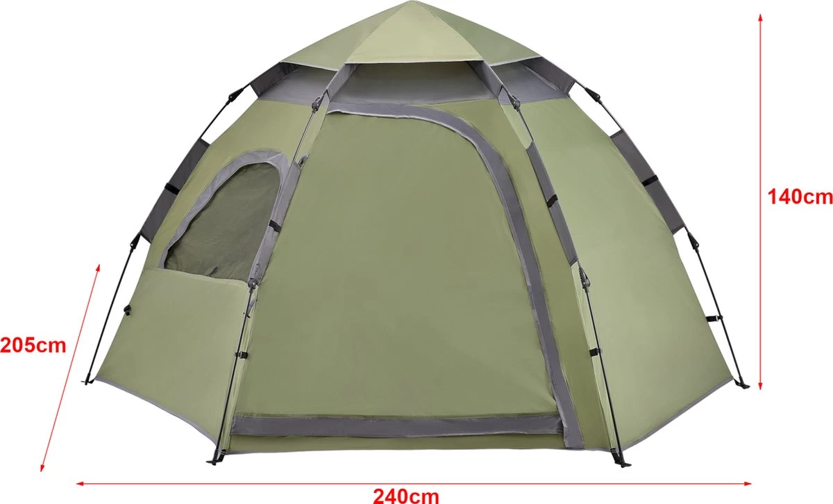 Pro-Tec Tent Nybro Automatisch 240x205x140 Cm Donkergroen 5 Pro-Tec Tent Nybro Automatisch 240x205x140 Cm Donkergroen - Afbeelding 3