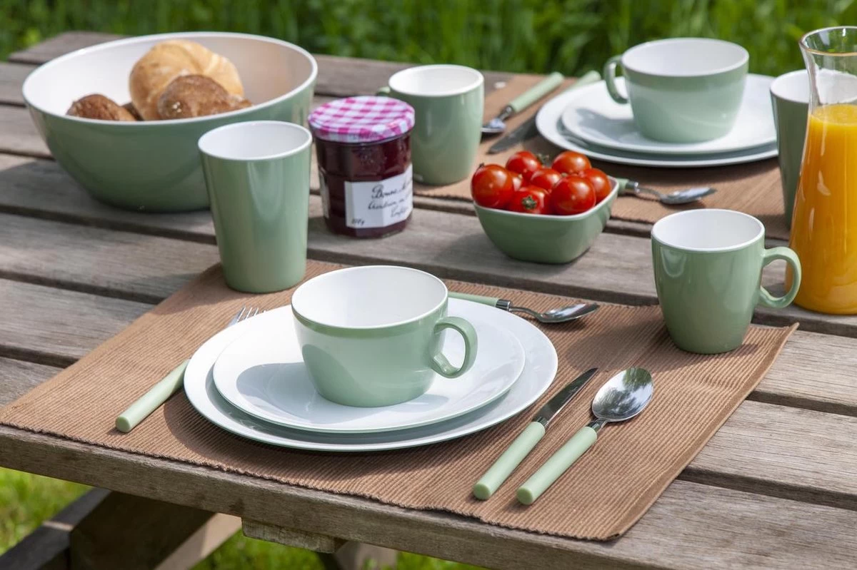 Bo-Camp Servies - Campingbord - 100% Melamine - 16-delig - Groen 7 Bo-Camp Servies - Campingbord - 100% Melamine - 16-delig - Groen - Afbeelding 5