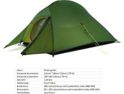 Cloud Up 3 Upgraded - Naturehike® - Tent 3 Persoons - Lichtgewicht Tent - Incl. Grondzeil - 20D 4000MM - Outdoor Kampeertent - Waterdicht - Hiking & Wandelen -Buiten Kamperen 1200x913 3