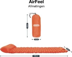AirFeel Lichtgewicht Opsblaasbaar Slaapmatje - Ingebouwde Pomp En Kussen - 196 X 60 X 6 Cm - Orange 13 AirFeel Lichtgewicht Opsblaasbaar Slaapmatje - Ingebouwde Pomp En Kussen - 196 X 60 X 6 Cm - Orange -Buiten Kamperen 1200x943 4