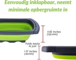 Buxibo - 3-Delige Keuken Vergiet Set Inklapbaar Groen/Grijs -Buiten Kamperen 1200x948