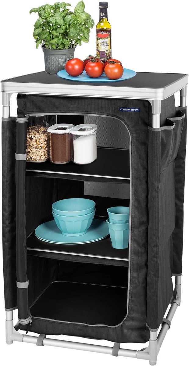 Campart Campingkast CU-0719 – Opvouwbaar En Verstelbaar - 4 Verstelbare Poten - 3 Lagen - Aluminium Frame - Grijs 3 Campart Campingkast CU-0719 – Opvouwbaar En Verstelbaar - 4 Verstelbare Poten - 3 Lagen - Aluminium Frame - Grijs