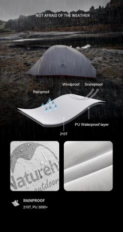 Cloud Up 1 Upgraded - Naturehike® - 1 Persoons Tent - Lichtgewicht Tent - Incl. Grondzeil - 210T 3000mm - Outdoor - Waterdicht - Hiking & Wandelen -Buiten Kamperen 637x1200 1